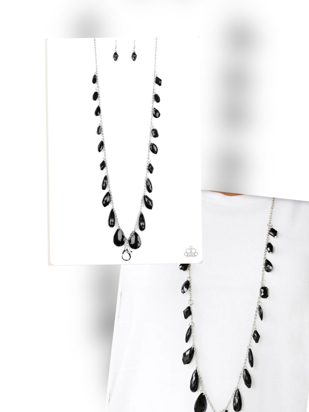 GLOW AND STEADY WINS THE RACE BLACK LANDYARD/EARRING SET